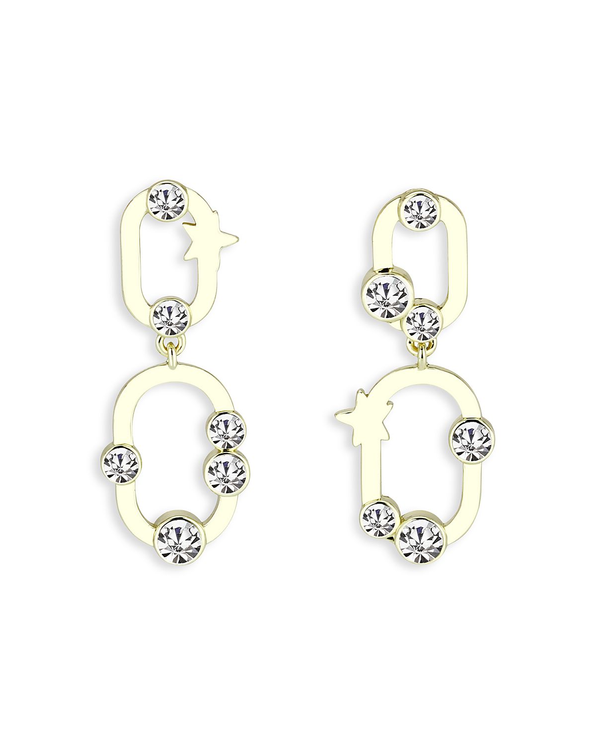 Aqua Cubic Zirconia Star Link Drop Earrings - Exclusive