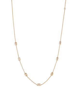 Luxe Collection Certified Lab Grown Diamond Emerald Cut Diamond by the Yard Collar Necklace in 14K Yellow Gold, 2.2 tcw