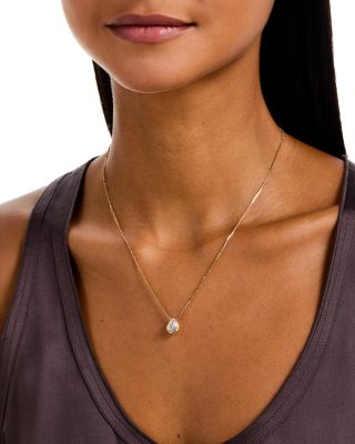Luxe Collection Certified Lab Grown Diamond Pear Bezel Solitaire Pendant Necklace in 14K Yellow Gold, 1.5 tcw