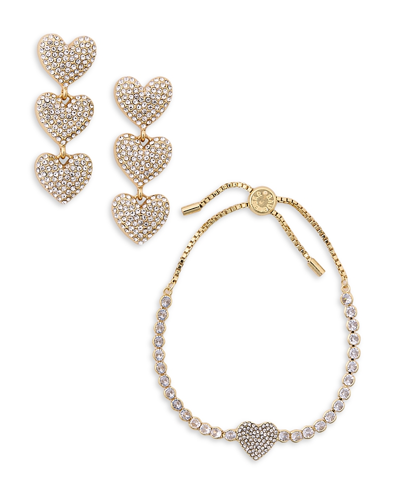 Baublebar Open Heart Earrings & Bracelet Set In Transparent