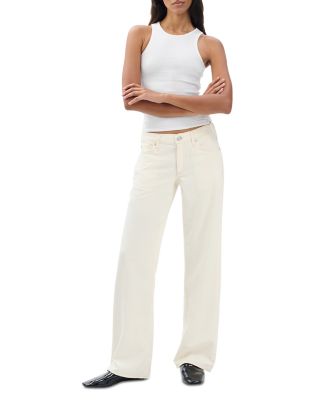 The Saige Low Rise Straight Jeans in Ecru