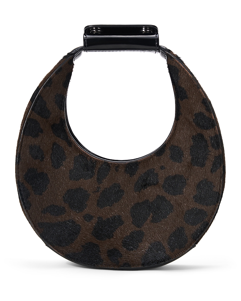 Staud Good Night Moon Leopard Print Calf Hair Shoulder Bag In Multi
