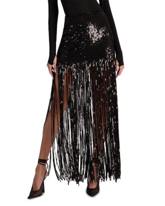 Alice and Olivia Kendra Sequinned Fringe Skirt | Bloomingdale's Women