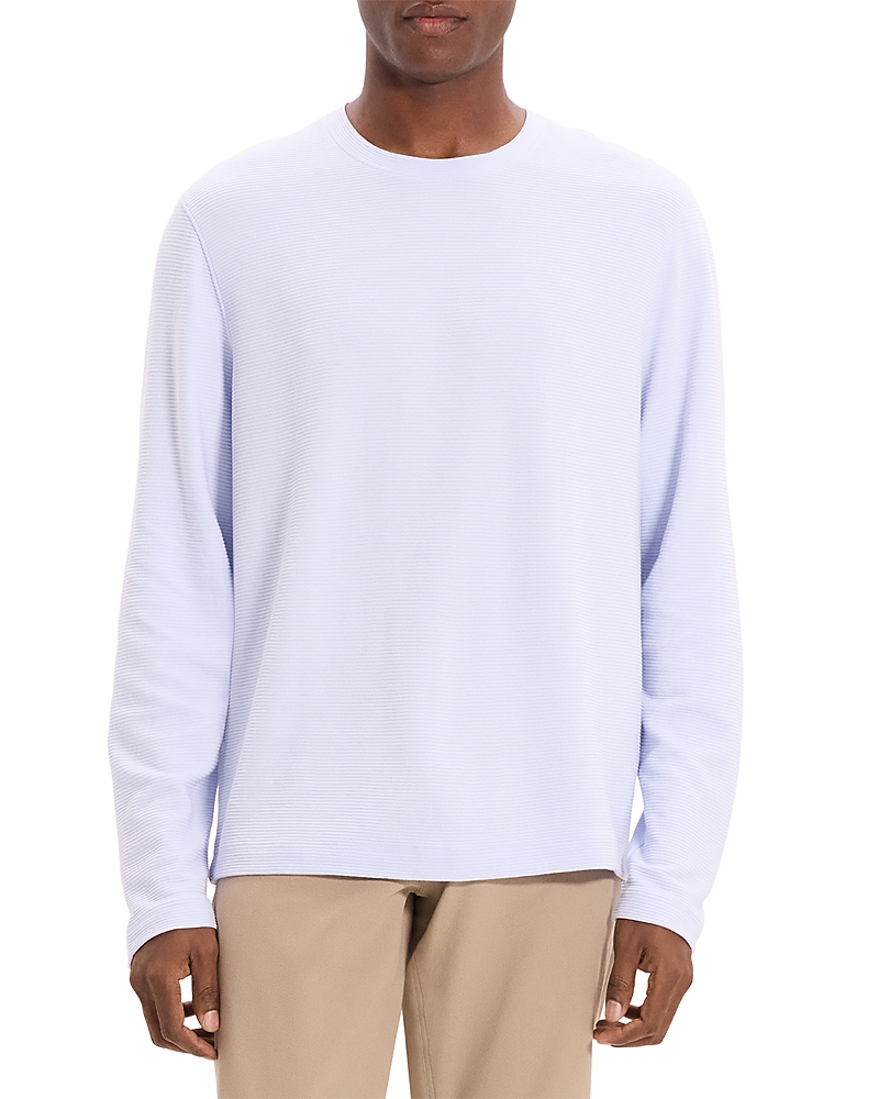 Theory Delroy In Studio T Jacquard Relaxed Fit Long Sleeve Tee In White
