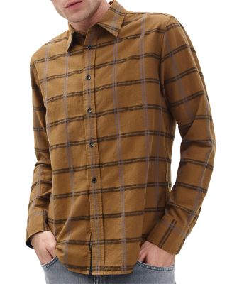 Rag & Bone Tomlin Plaid Brushed Oxford Button-up Shirt In Brown