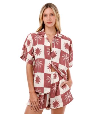 Sunrise Palm Twyla Button Down Short Sleeve Shirt