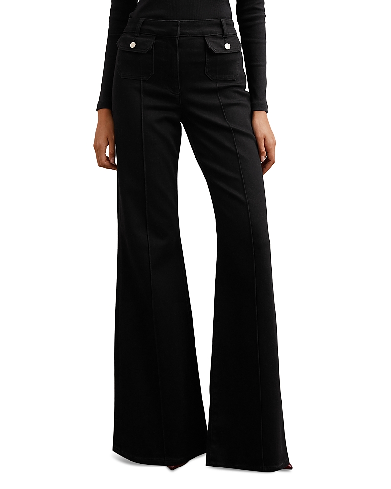 Reiss Ria High Rise Flare Leg Pants In Black