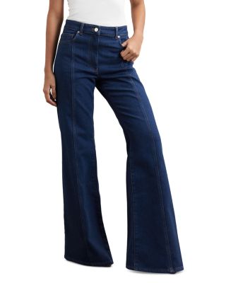 June Mid Rise Flare Pin Stitch Jeans in Blue