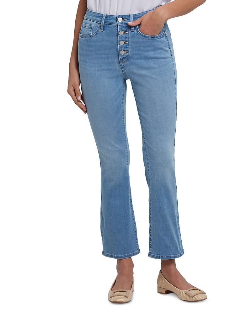 Nydj Billie Exposed Button High Waist Ankle Mini Bootcut Jeans In Blue
