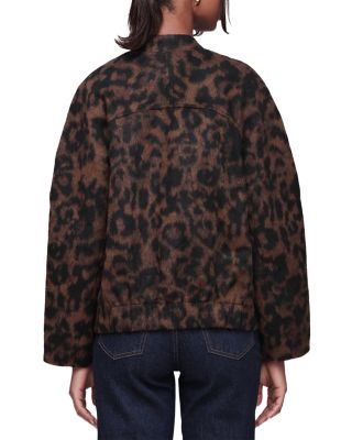 Textured Animal Print Bomber Jacket