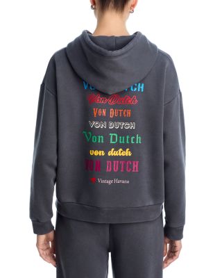 x Von Dutch Washed Fleece Embroidered Hoodie