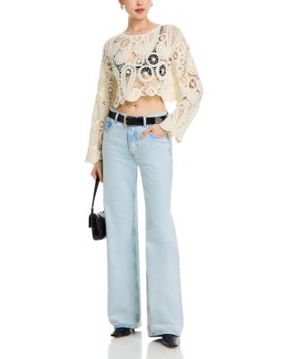 Long Sleeved Paisley Crochet Top - Exclusive