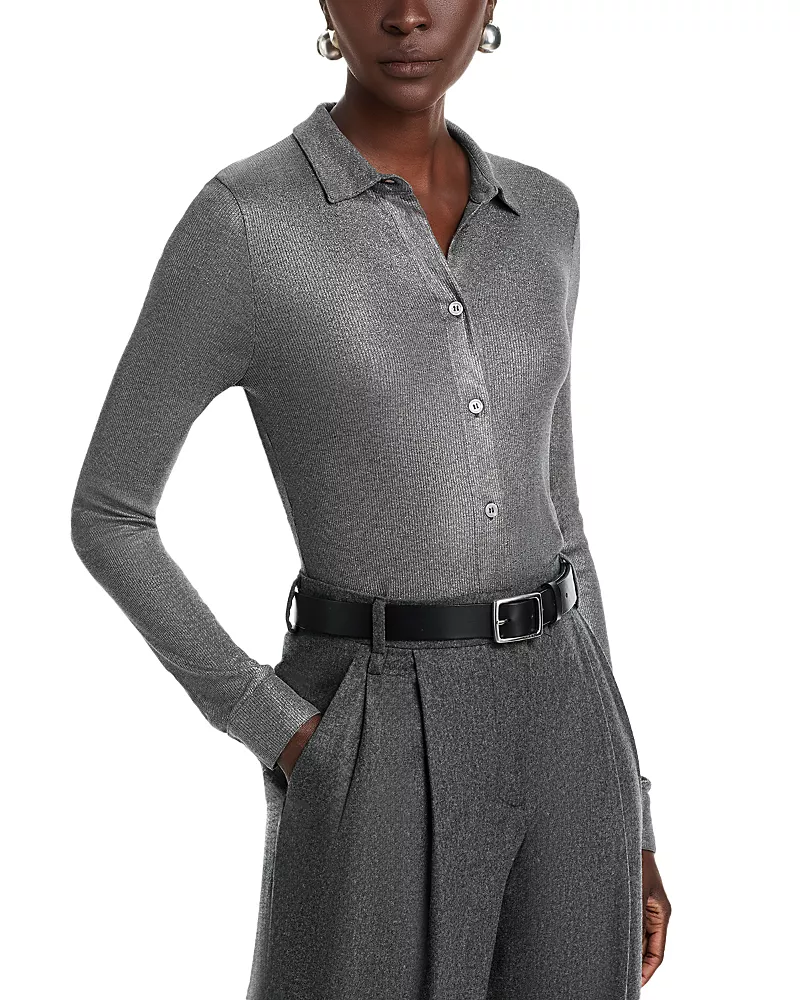 Majestic Filatures Soft Touch Metallic Rib Long Sleeved Shirt