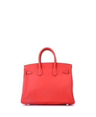 Birkin 25 Handbag Red Swift with Palladium Hardware