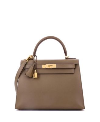 Kelly 28 Handbag Brown Madame with Gold Hardware