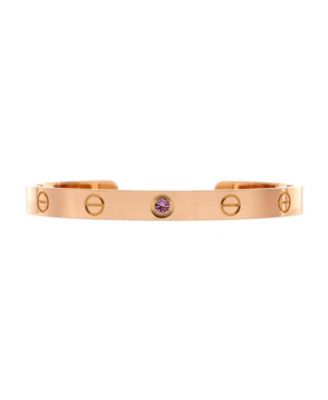  Love Cuff Bracelet 18K Rose Gold with Pink Sapphire