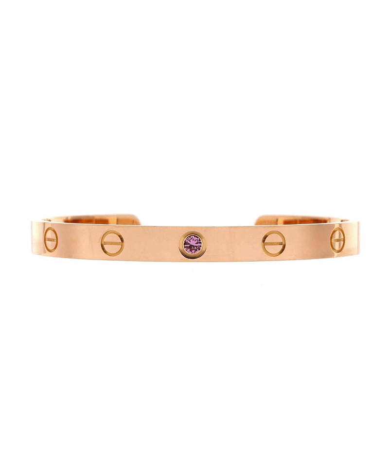 Click to view more detailed imagery on our partner's website Pre-owned Pre-owned Cartier Cartier Love Cuff Bracelet 18k Rose Gold With Pink Sapphire
