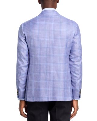 Kei Wool, Silk & Linen Plaid Unstructured Trim Fit Sport Coat