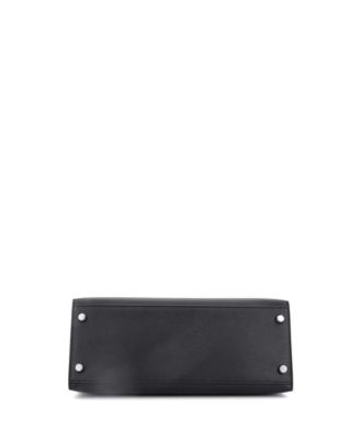 Kelly 28 Handbag Black Epsom with Palladium Hardware
