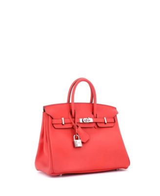 Birkin 25 Handbag Red Swift with Palladium Hardware