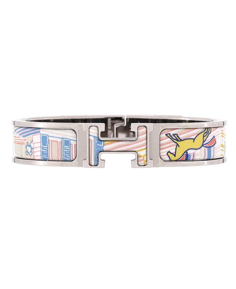 PRE-OWNED HERMES Pre-owned Hermes Extra Narrow Clic H Bracelet Printed Enamel