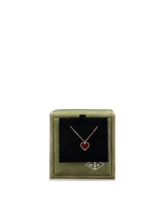 Sweet Alhambra Heart Pendant Necklace 18K Rose Gold and Carnelian, 15 - 15.75"