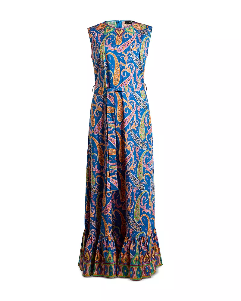 Etro Paisley Flounce Hem Maxi Dress