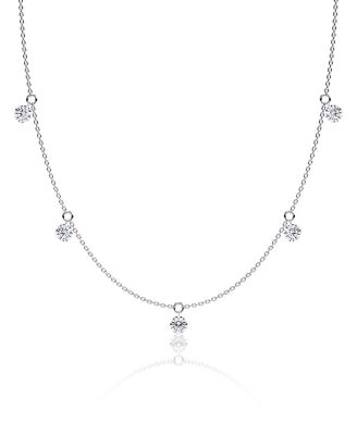 Floating 5 Station Necklace, 1.25ctw Round Brilliant Lab Created Diamonds, 18"
