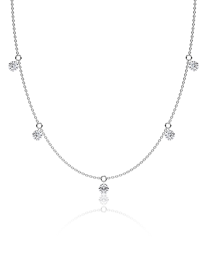 Vrai Floating 5 Station Necklace, 1.25ctw Round Brilliant Lab Created Diamonds, 18