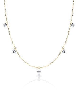 Vrai Floating 5 Station Necklace, 1.25ctw Round Brilliant Lab Created Diamonds, 18