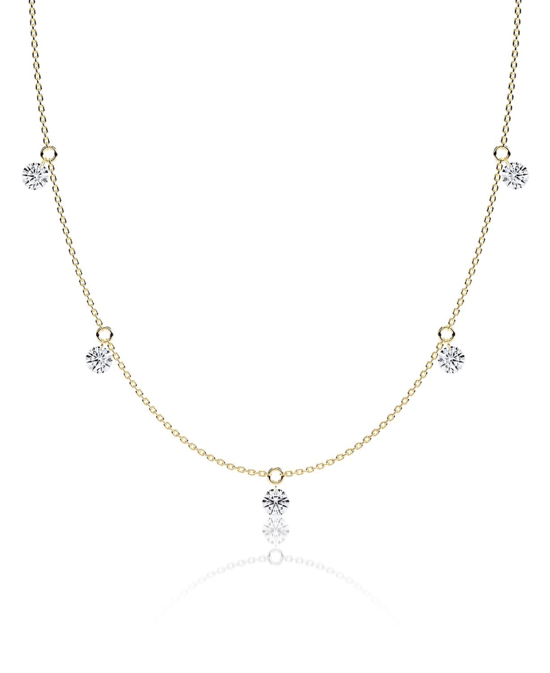 Vrai Floating 5 Station Necklace, 1.25ctw Round Brilliant Lab Created Diamonds, 18