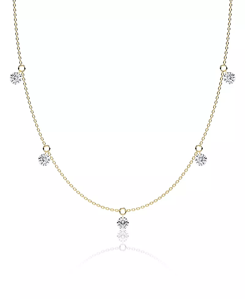 Vrai Floating 5 Station Necklace, 1.25ctw Round Brilliant Lab Created Diamonds, 18