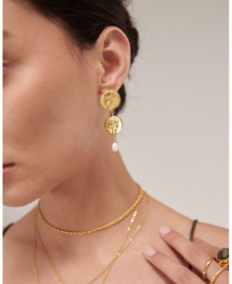  Odella Gold and Pearl Drop Stud Earrings