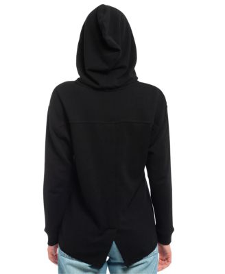  Vented Back High-low Lace Hem Hoodie