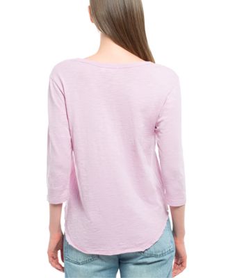 3/4 Sleeve Raw Hem Shirttail Tee