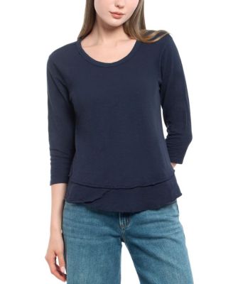  3/4 Sleeve Shrunken Crew Mock Layer Tee