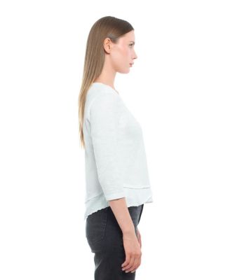  3/4 Sleeve Shrunken Crew Mock Layer Tee