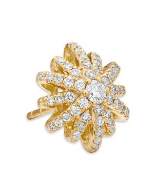 Starburst Stud Earrings in 18K Yellow Gold with Diamonds, 11.7mm