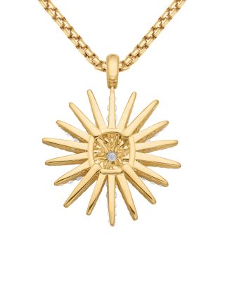 Starburst Pendant in 18K Yellow Gold with Full Pav&eacute; Diamonds, 33.7mm