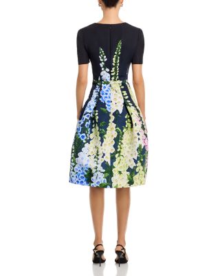 Short Sleeve Multi Foxgloves Degrade Dress