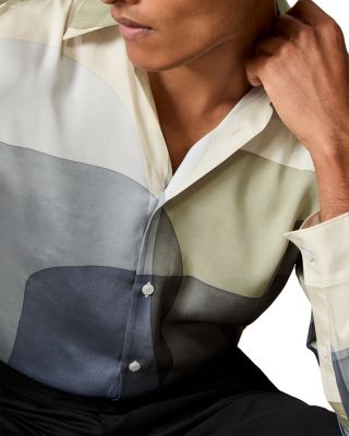 Long Sleeve Printed Button Front Shirt