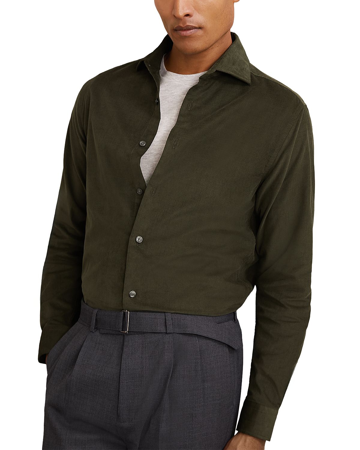 Reiss Long Sleeve Fine Cord Button Front Shirt