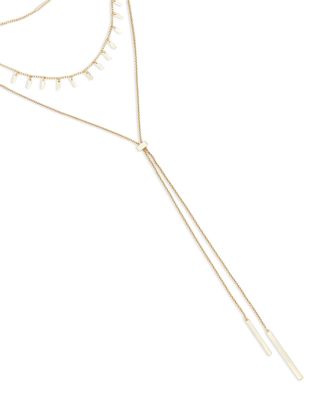 Bar Jewelry Dangling Bar Carrie Layered Lariat Necklace, 16"