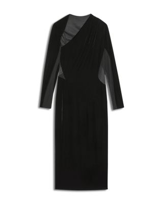 Petite Kass Sheer Panelled Velvet Midi Dress