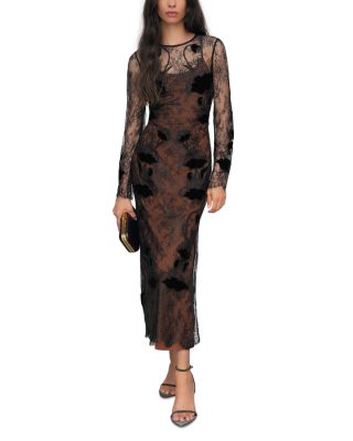 Petites Lulu Lace Detail Midi Dress