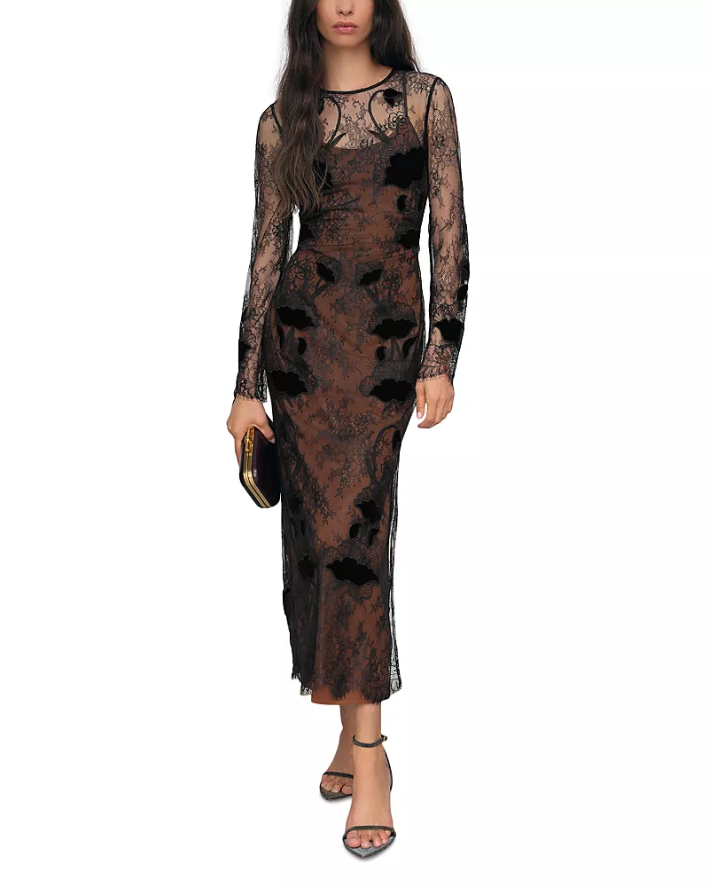 Reiss Petites Lulu Lace Detail Midi Dress