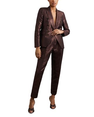 Petite Sienna Double Breasted Metallic Blazer