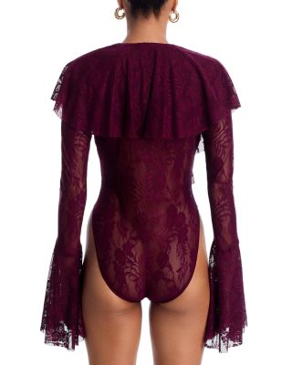 Long Sleeve Deep V Ruffle Bodysuit