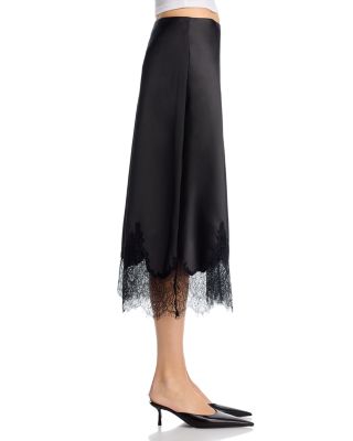 Lace Trim Satin Midi Slip - Exclusive 