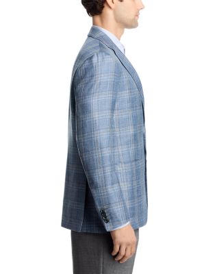 Kei Wool, Silk & Linen Plaid Unstructured Trim Fit Sport Coat